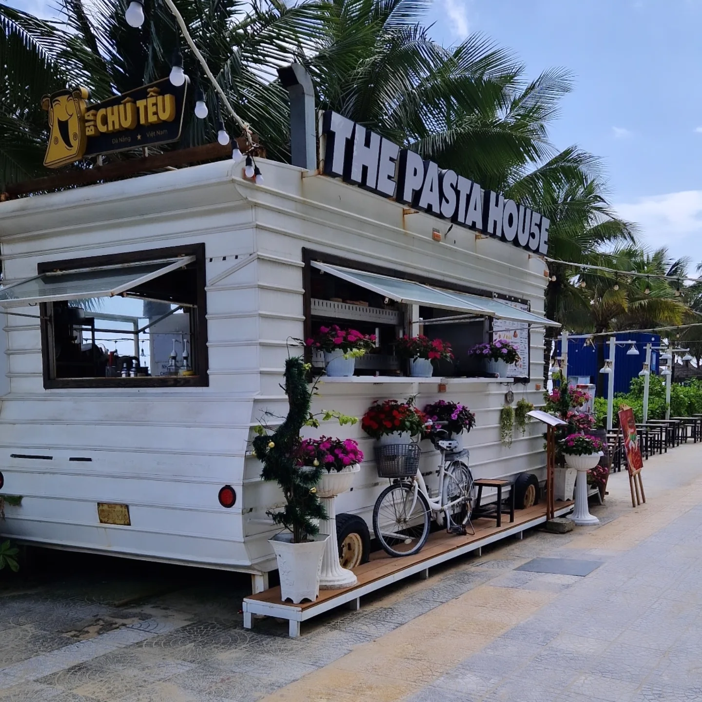 The Pasta House beachfront food-truck cafe on the promenade